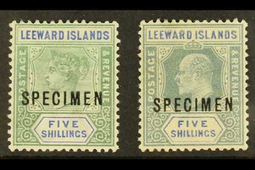 6914 1890 & 1902 5s Green And Blue, Each Overprinted SPECIMEN, SG 8s, 28s, Large Part Gum. (2) For More Images, Please V - Leeward  Islands