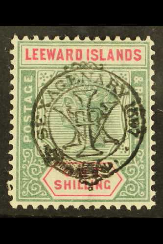 6918 1897 1s Green And Carmine Jubilee Overprint, SG 15, Very Fine Mint With Strong Colours. For More Images, Please Vis - Leeward  Islands