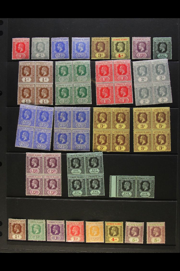 6923 1912-22 MINT DEFINITIVES COLLECTION WITH BLOCKS OF 4 An Attractive Selection Presented On A Stock Page That Include - Leeward  Islands