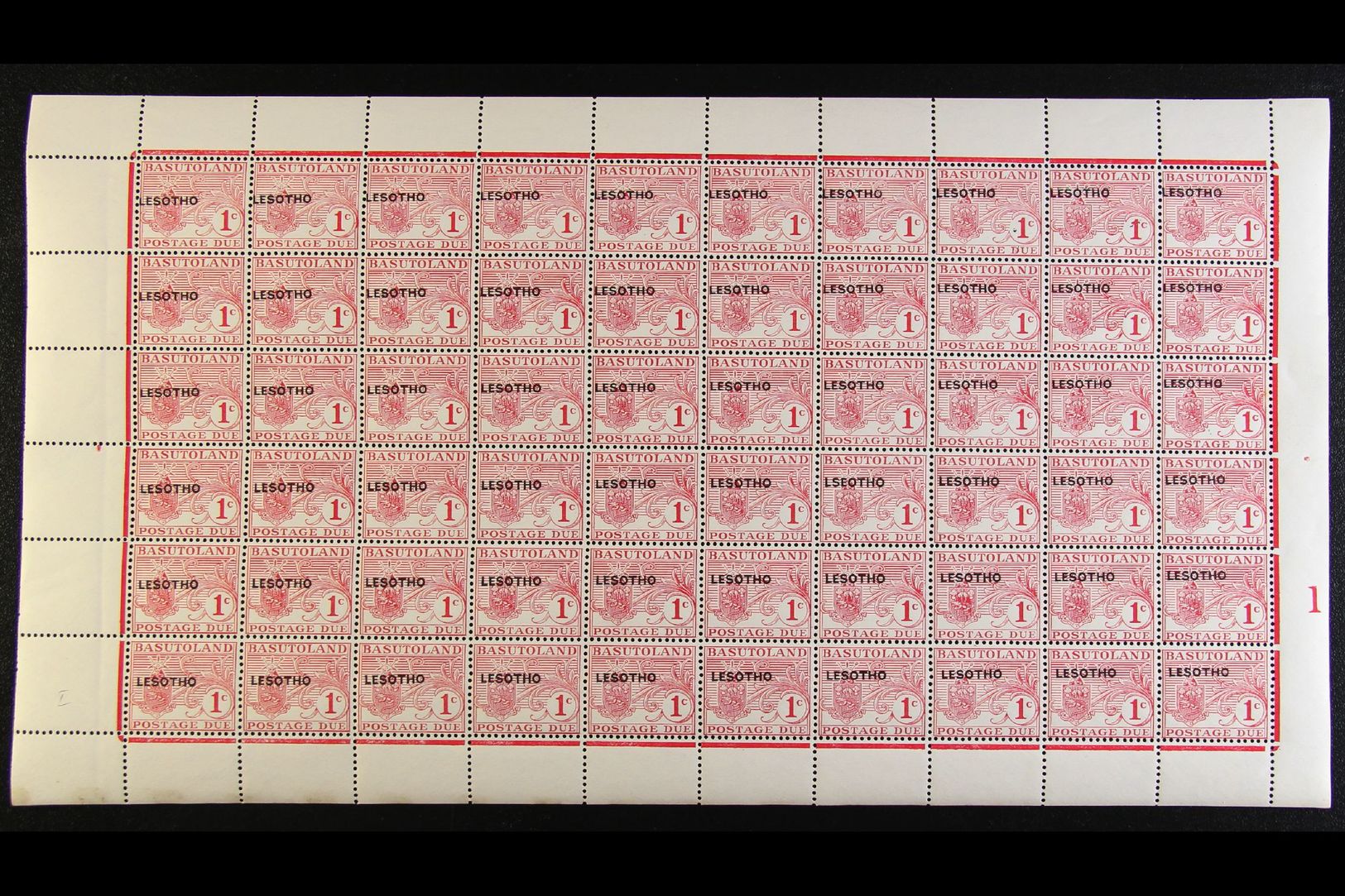 6926 POSTAGE DUES 1966 1c & 5c Overprinted Dues In Complete Panes Of 60, Includes A Pane Of Each Value From Both Printin - Lesotho (1966-...)