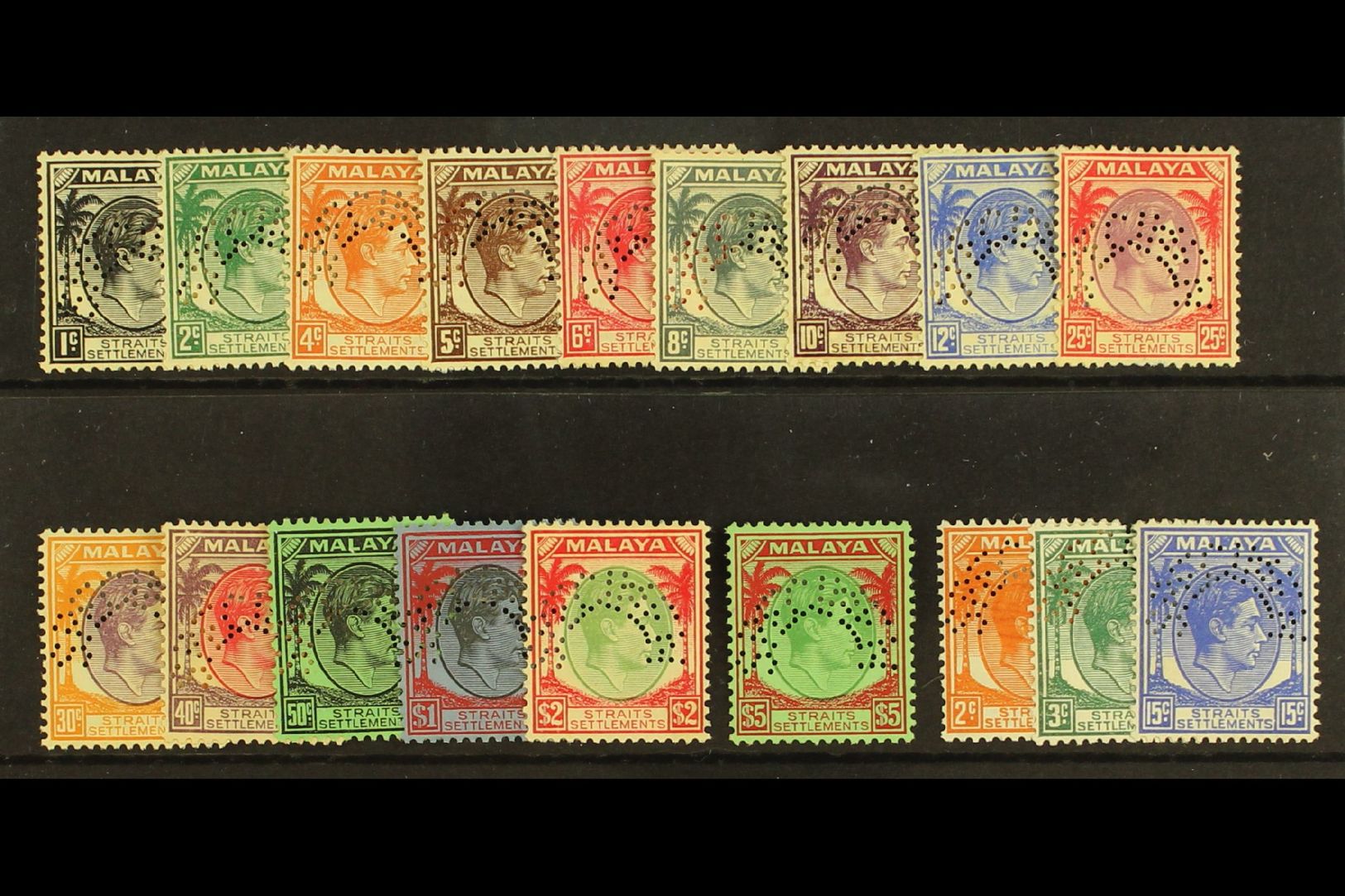 6979 1937-41 Complete Definitive Set Perf "SPECIMEN", SG 278s/298s, Fine Mint Or Unused Without Gum, A Particularly Scar - Straits Settlements