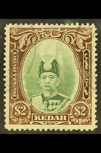 6995 KEDAH 1937 $2 Green And Brown Sultan, SG 67, Very Fine Used. For More Images, Please Visit Http://www.sandafayre.co - Other & Unclassified