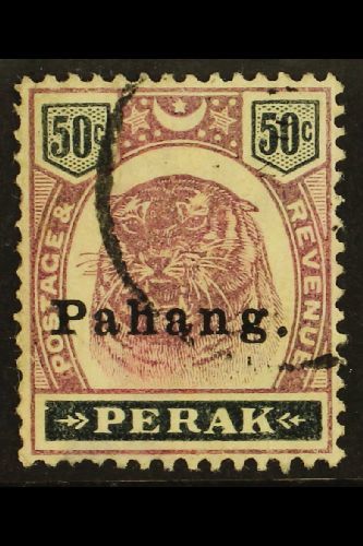 7005 PAHANG 1898 50c Dull Purple And Greenish Black, SG 21, Finely Used, Short Perf At Left. For More Images, Please Vis - Other & Unclassified