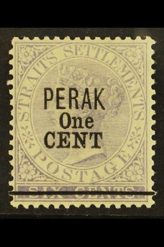 7009 PERAK 1891 1c On 6c Lilac (Type 33), SG 45, Very Fine Mint. For More Images, Please Visit Http://www.sandafayre.com - Other & Unclassified