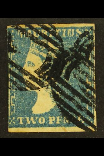 7069 1859 "Dardenne" 2d Blue, SG 43a, 3 Margins, Used With Barred Cancels.  For More Images, Please Visit Http://www.san - Mauritius (...-1967)