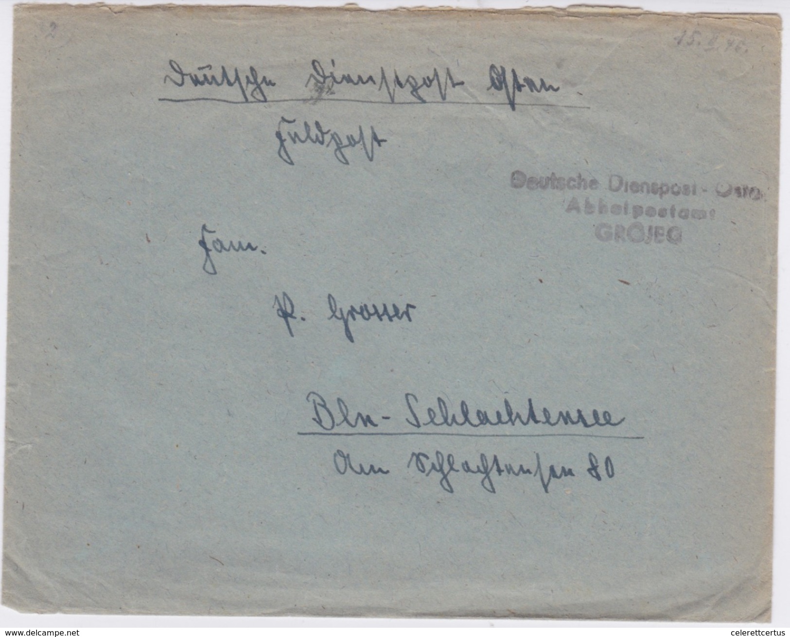 Germany-1940 World War 2 German Occupation Of Poland Grojec Field Post In East Letter Cover To Berlin - Storia Postale