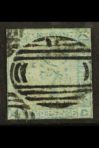 7072 1859 2d Blue On Bluish, "Lapirot" Worn Impression, SG 39,  Good Used With Clear Postmarks, Thinned, Cat.£900. For M - Mauritius (...-1967)