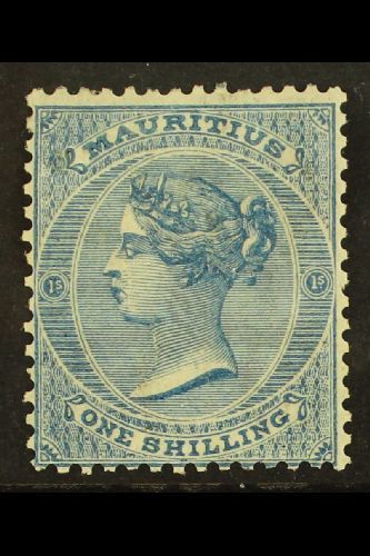 7081 1863-72 1s Blue, SG 69, Fine Mint With Large Part OG For More Images, Please Visit Http://www.sandafayre.com/itemde - Mauritius (...-1967)