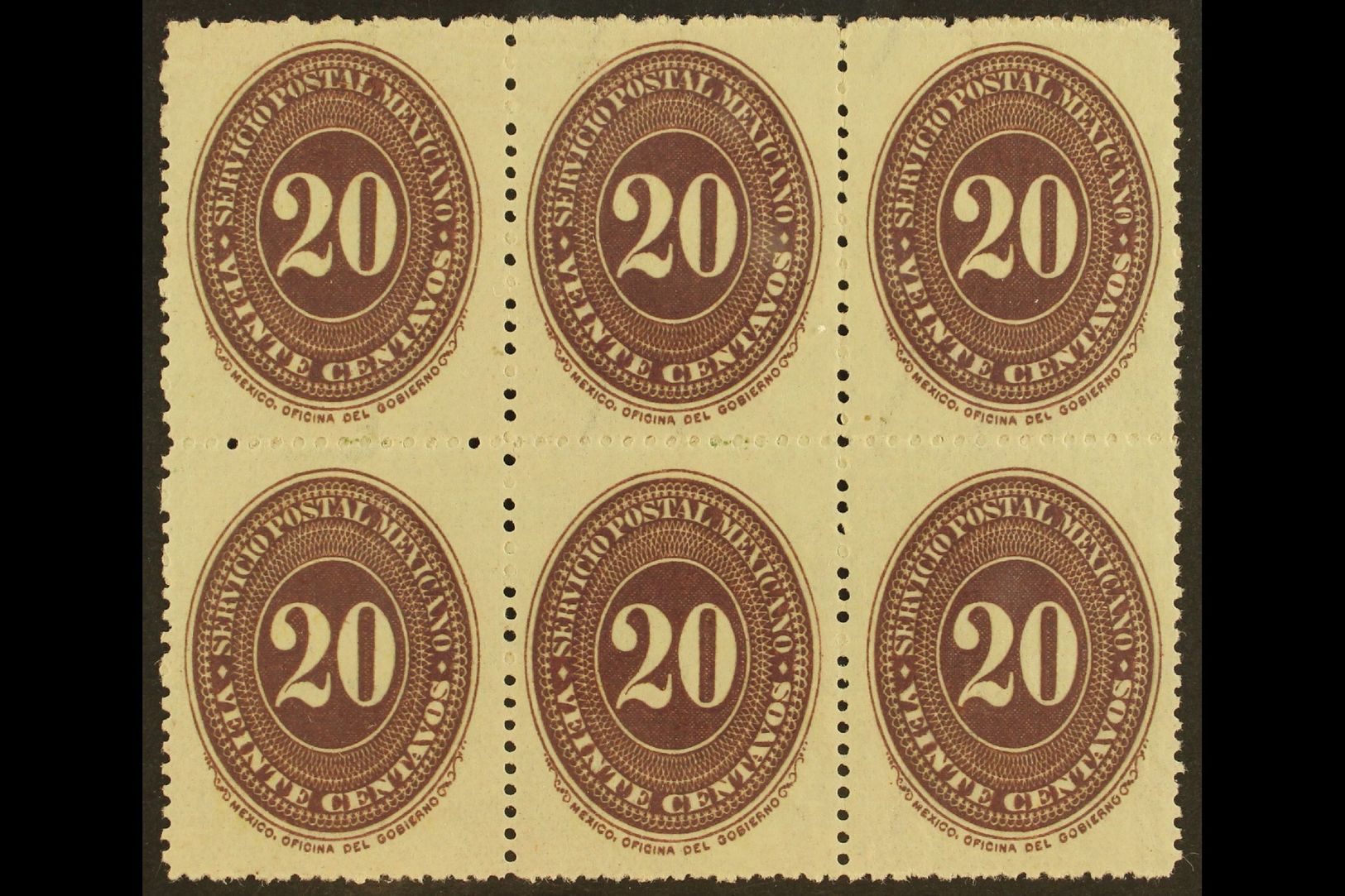 7098 1890-95 20c Dark Violet Numeral On Watermarked Wove Paper Perf 12, Scott 220A (see Note After SG 174), Never Hinged - Mexico