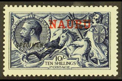 7132 1916 10s Indigo- Blue Waterlow Seahorse With "SPECIMEN" Overprint, SG 18s, Never Hinged Mint. This Is A "Specimen" - Nauru