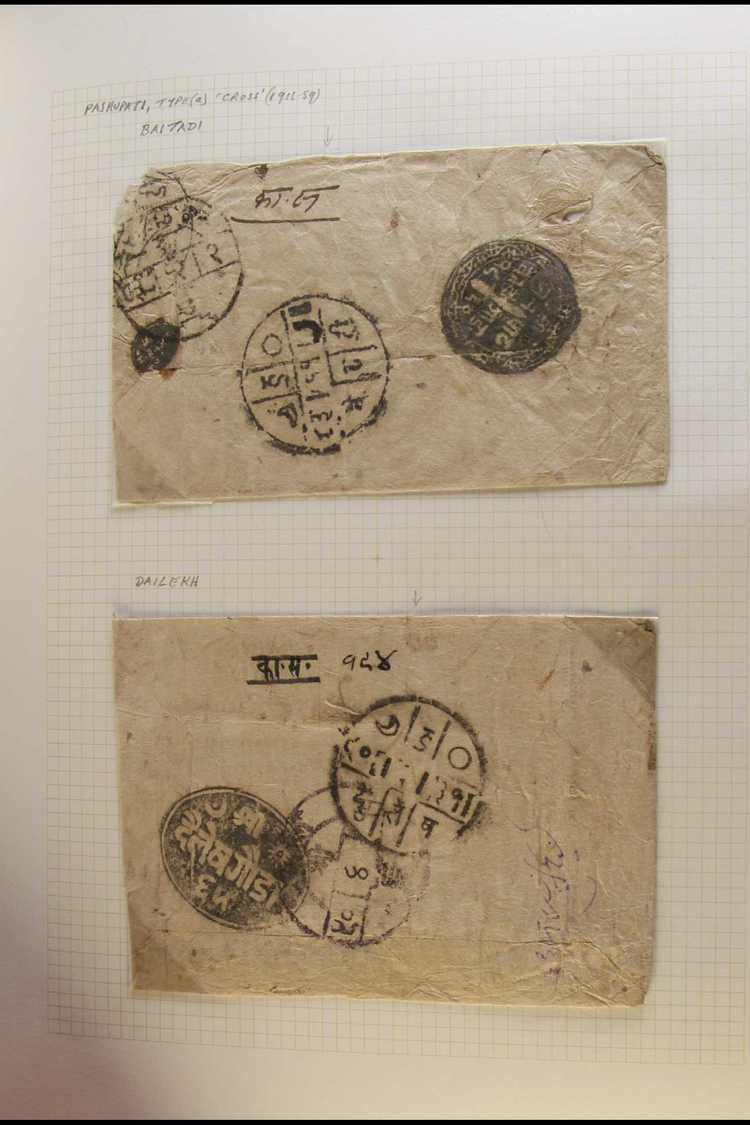 7160 POSTAL HISTORY COLLECTION STAMPLESS COVERS Presented In An Album, Lots Of Different Types Of Canceller Seen, With N - Nepal