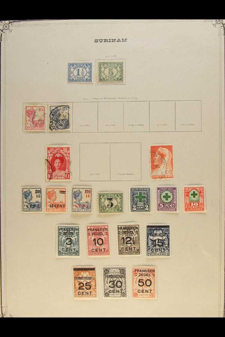 7180 SURINAME 1873-1939 Mint And Used Collection On Album Pages, Includes 1892 ½c "Frankeerzegel" Both Types Used, 1927 - Other & Unclassified