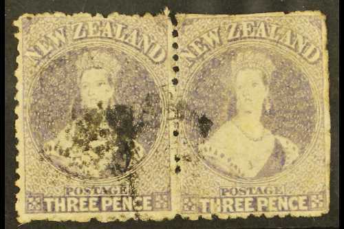 7206 1862-64 3d Brown- Lilac Perf 13, Wmk Large Star, SG 74, Used HORIZONTAL PAIR With Perf Damage To The Right- Hand St - Other & Unclassified