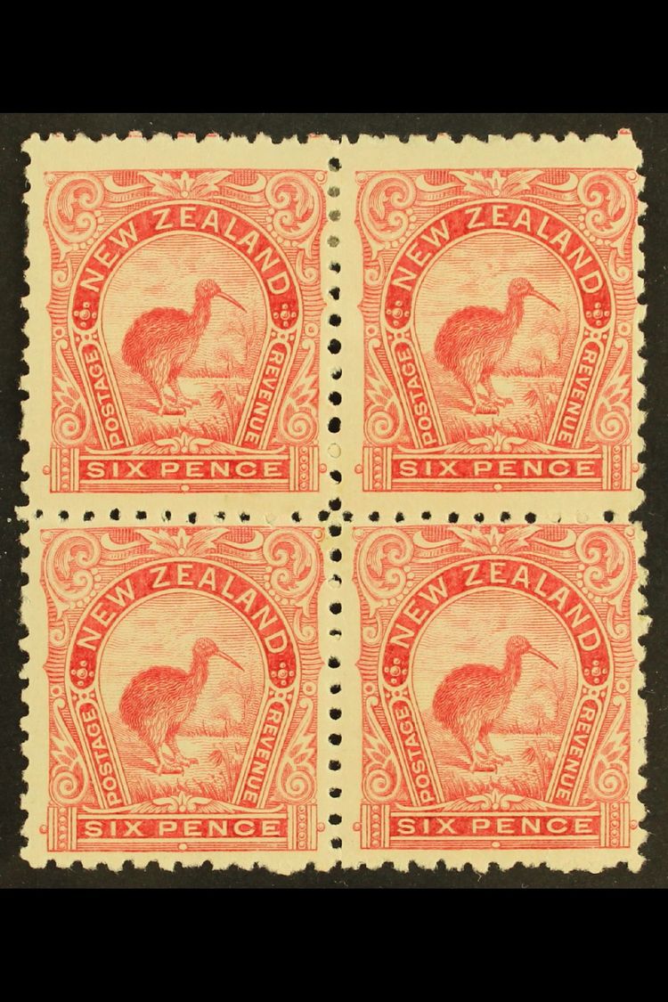 7220 1899-1903 6d Pale Rose Kiwi, SG 265, Mint BLOCK OF FOUR, Gum Disturbed On Right Vertical Pair, The Lower Left Stamp - Other & Unclassified