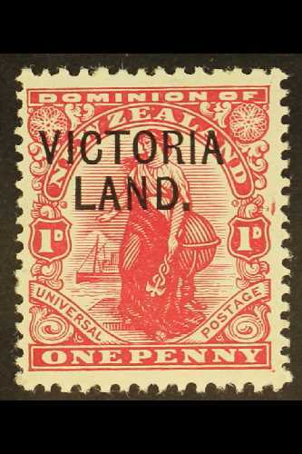 7245 VICTORIA LAND 1911-13 1d Carmine Overprint, SG A3, Fine Never Hinged Mint, Very Fresh. For More Images, Please Visi - Other & Unclassified