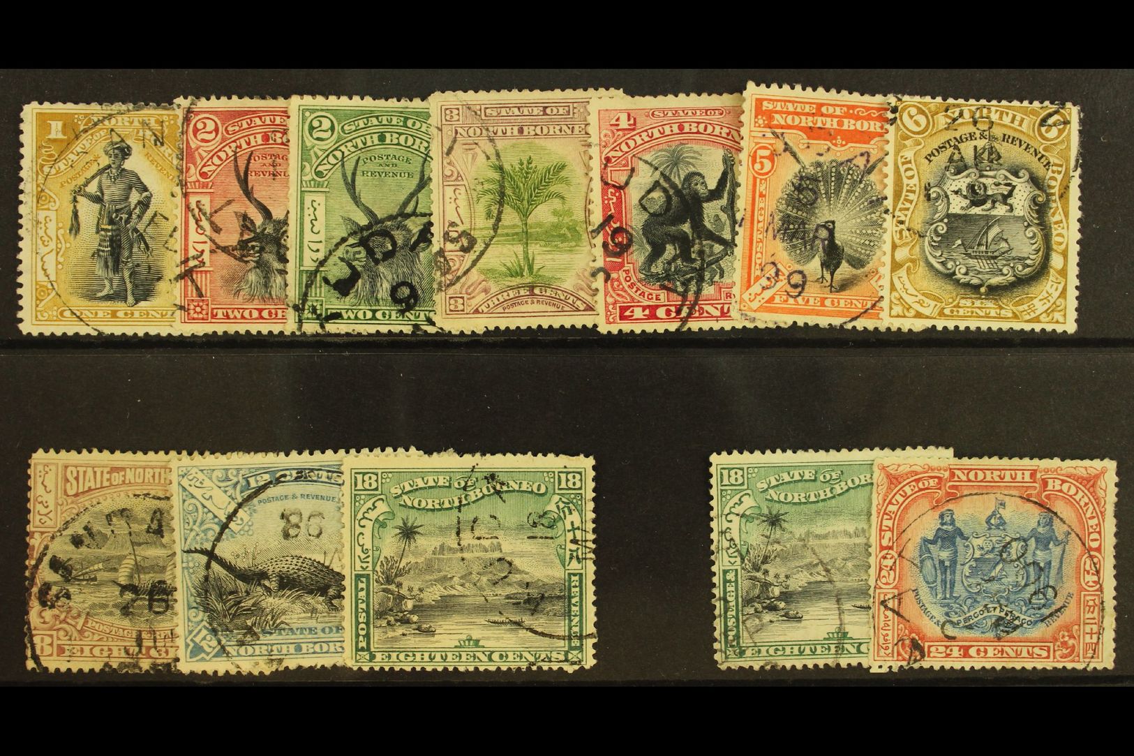 7288 1897-1902 Pictorial 1c To 18c, Corrected Inscriptions 18c And 24c, SG 110/111, Fine CDS Used. (12 Stamps) For More - North Borneo (...-1963)