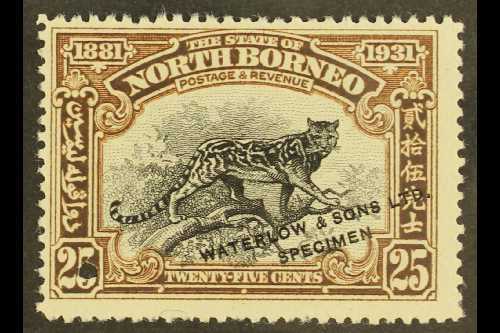 7294 1931 25c Clouded Leopard BNBC Anniversary SAMPLE COLOUR TRIAL In Black And Brown (issued In Black And Violet), Unus - North Borneo (...-1963)