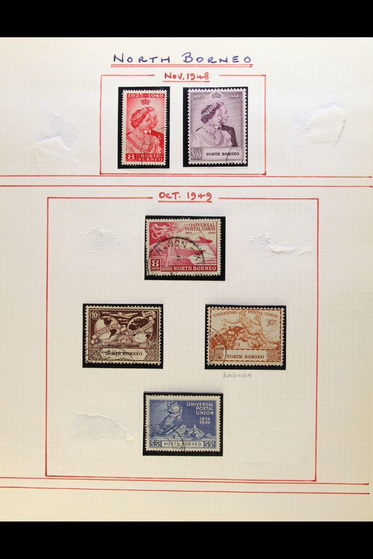 7309 1948-1961 FINE USED COLLECTION In Hingeless Mounts On Leaves, All Different Almost COMPLETE (only Two Cheap Stamps - North Borneo (...-1963)