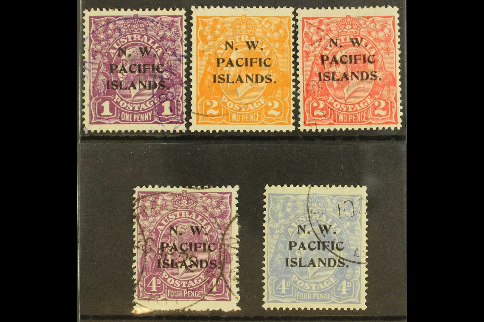 7364 NWPI 1918-23 Heads Watermark Type W5 Overprints Complete Set, SG 120/24, Very Fine Used, Fresh. (5 Stamps) For More - Papua New Guinea