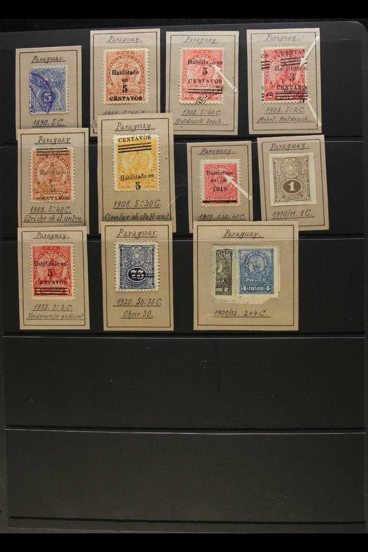 7367 ERRORS AND COLOURED POSTMARKS 1890-1920 Mint Or Used Assembly With 1908 Surcharge Range Incl "Habilitado" With Drop - Paraguay