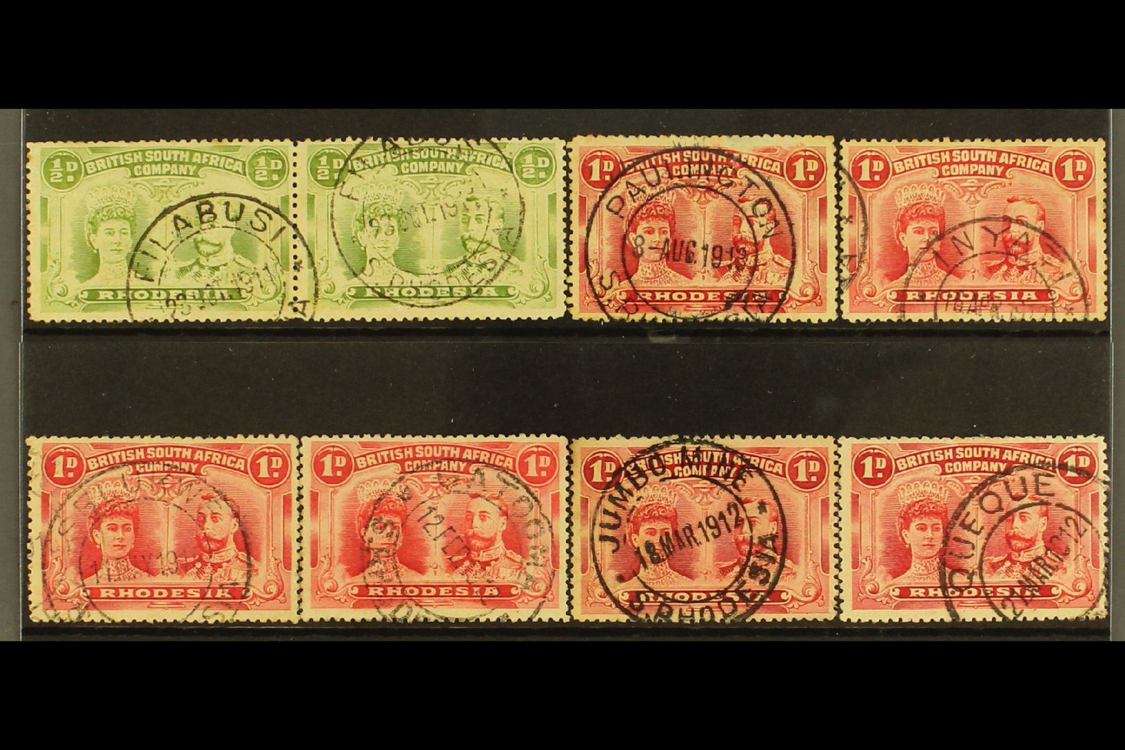 7456 1910-13 DOUBLE HEADS With Clear Strikes Of C.d.s. POSTMARKS, We See ½d Pair With Filabusi, Then 1d Values With Paul - Other & Unclassified