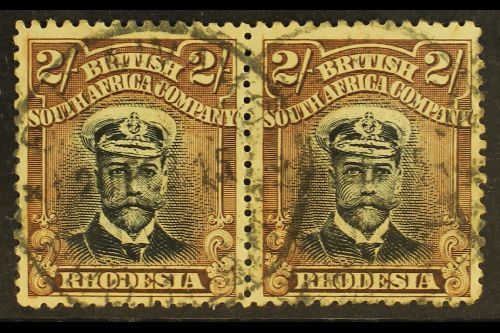 7459 1913-19 2s Black & Brown, Admiral, Die I, Perf. 14 Horizontal Pair, SG 214, Fine Used. For More Images, Please Visi - Other & Unclassified