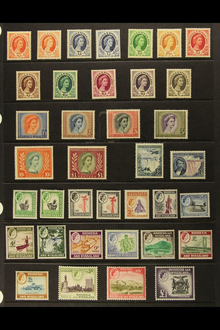 7464 1954-1963 COMPLETE NEVER HINGED MINT A Complete Basic Run, SG 1/49, Plus 1954 & 1959 ½d & 1d Coil Stamps, Very Fine - Rhodesia & Nyasaland (1954-1963)