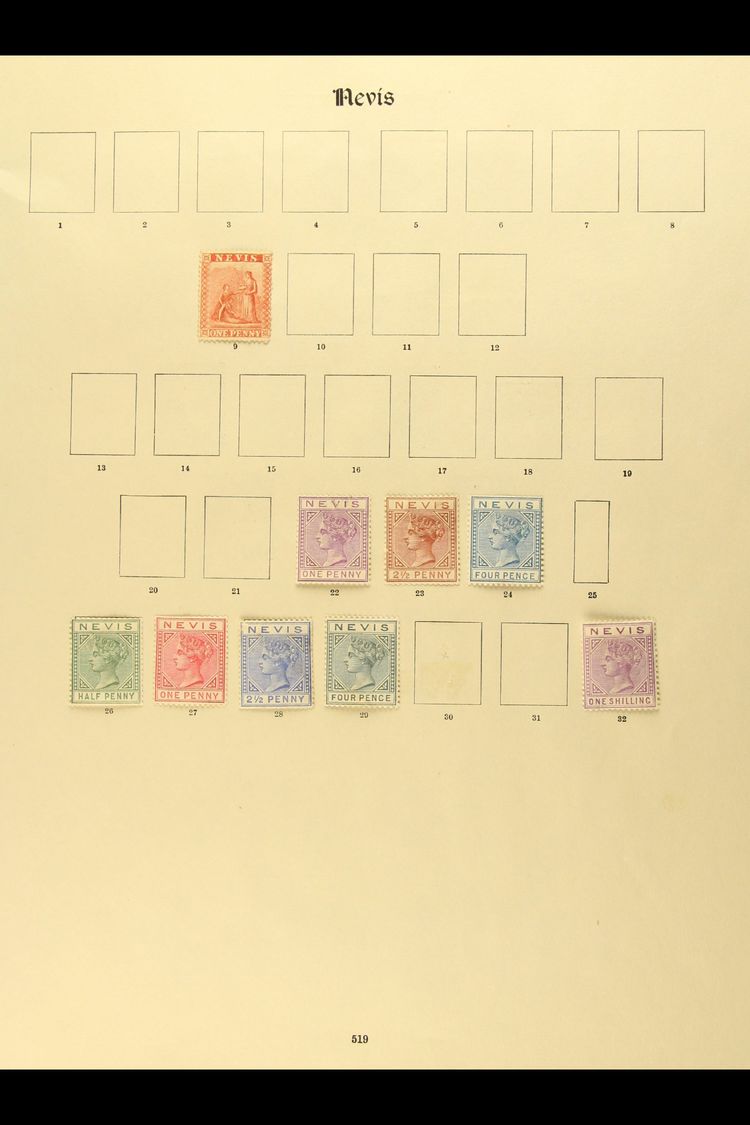 7494 1866-1935 MINT COLLECTION ON "NEW IMPERIAL" LEAVES All Different, Mostly Fine Condition, The QV Mainly Without Gum. - St.Kitts And Nevis ( 1983-...)