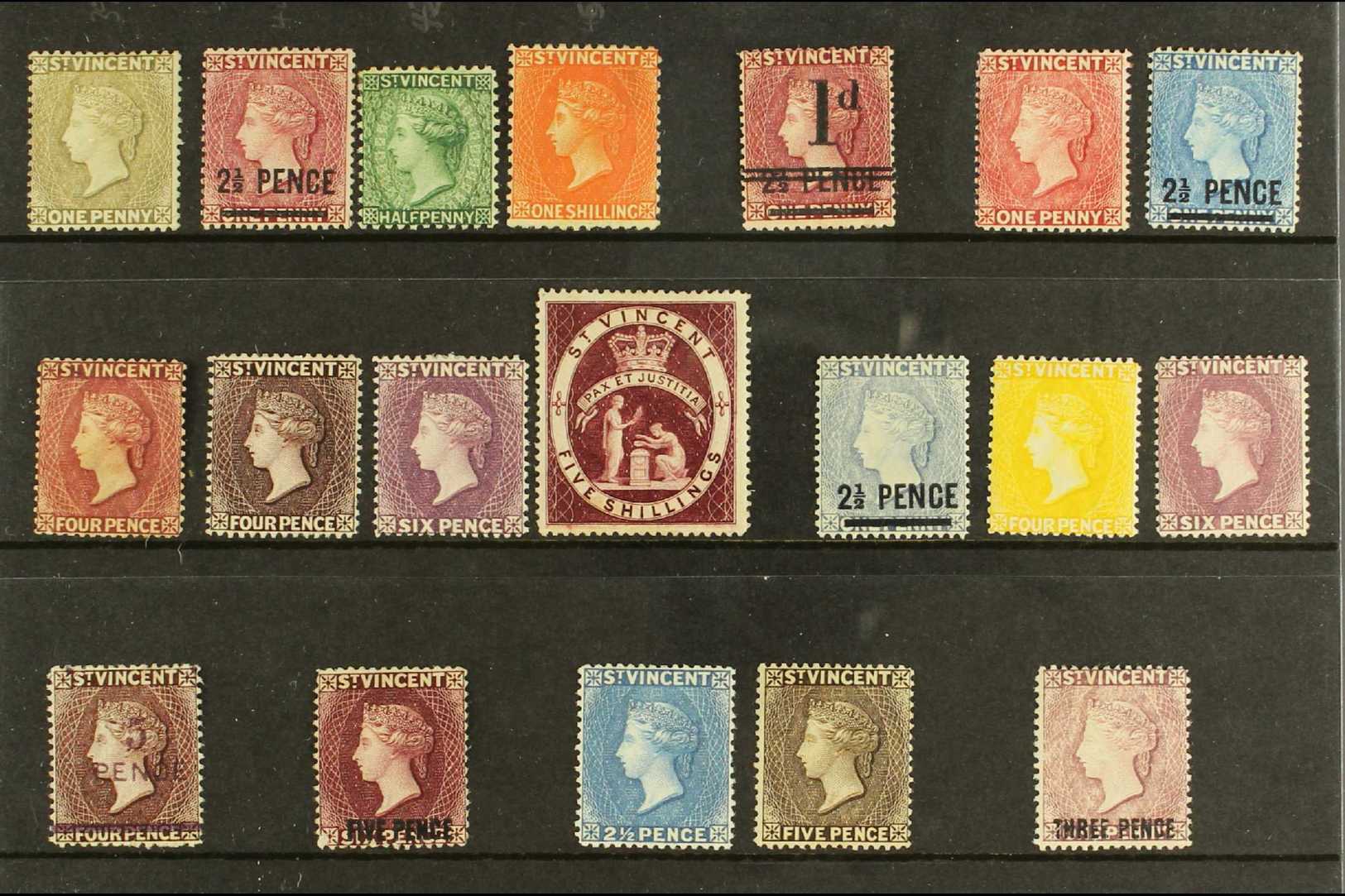 7527 1882-97 MINT & UNUSED SELECTION On A Stock Card. Includes 1882-83 1d Unused, 2½d On 1d Mint, 1883-84 ½d Unused And - St.Vincent (...-1979)