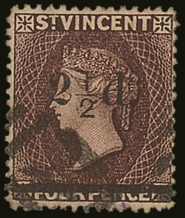 7529 1890 2½d On 4d Chocolate, SG 54, Very Fine Used. Not Often Seen In This Condition. For More Images, Please Visit Ht - St.Vincent (...-1979)