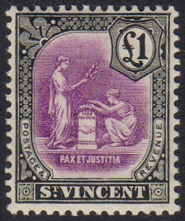 7530 1913-17 £1 Mauve And Black, Wmk Mult Crown CA, SG 120, Never Hinged Mint. Fine & Fresh. For More Images, Please Vis - St.Vincent (...-1979)