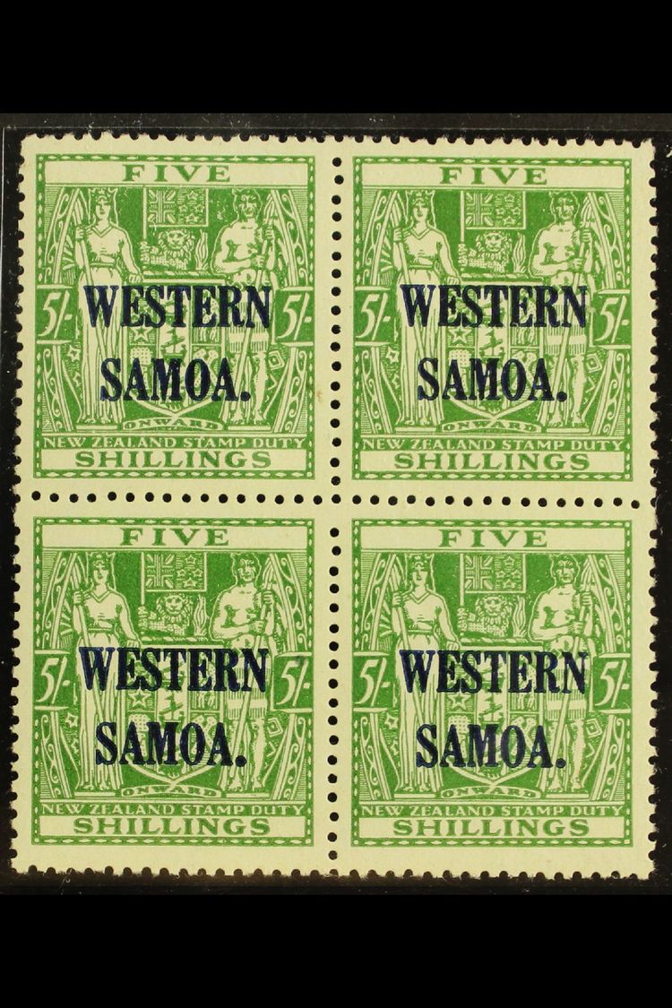 7558 1945-53 5s Green Postal Fiscal, SG 208,never Hinged Mint Block Of Four. (4 Stamps) For More Images, Please Visit Ht - Samoa