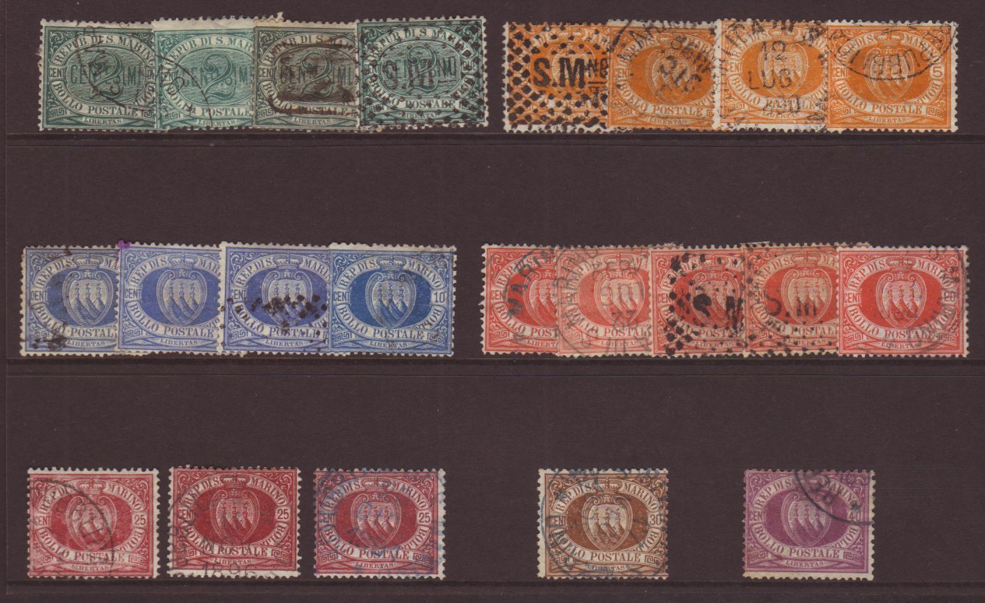 7561 1877-90 First Issues Used Selection (Sassone 1/7) With A Number Of Additional Shades For The 2c To 25c Values And N - Other & Unclassified