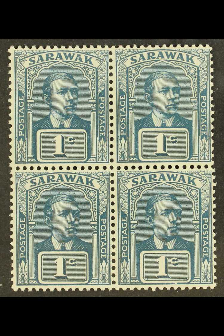 7569 1918 1c Slate Blue And Slate, Unissued Colour,  SG 62, Very Fine NHM Block Of Four.  For More Images, Please Visit - Sarawak (...-1963)