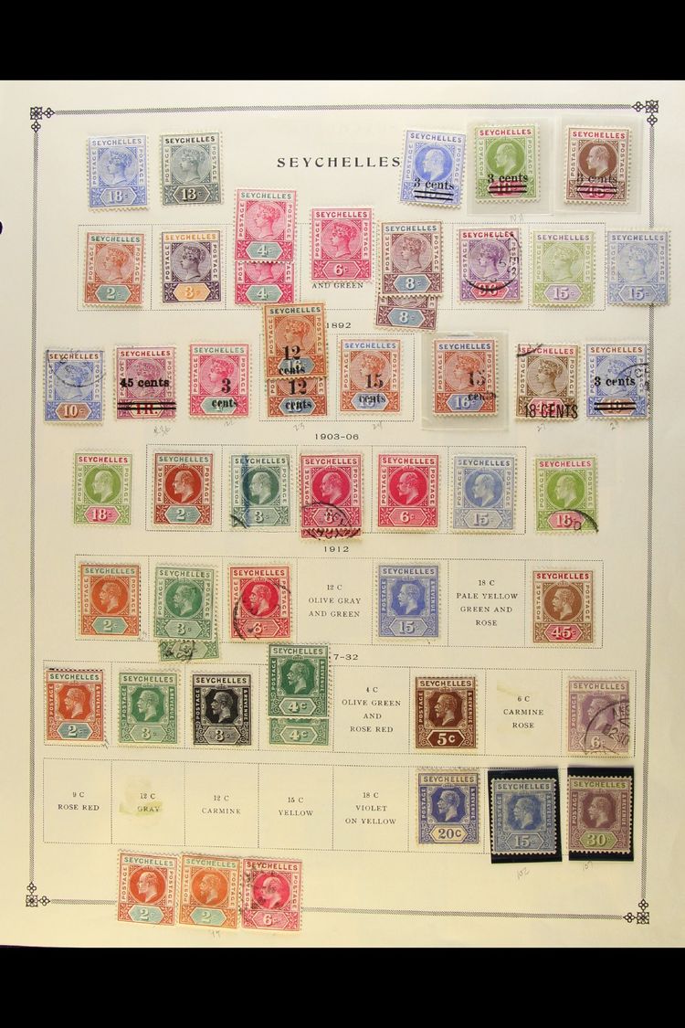 7592 1890-1985 COLLECTION ON ALBUM PAGES Plus Some Loose Stamps/sets Awaiting Incorporation. Fresh Mint And Fine Used - - Seychelles (...-1976)