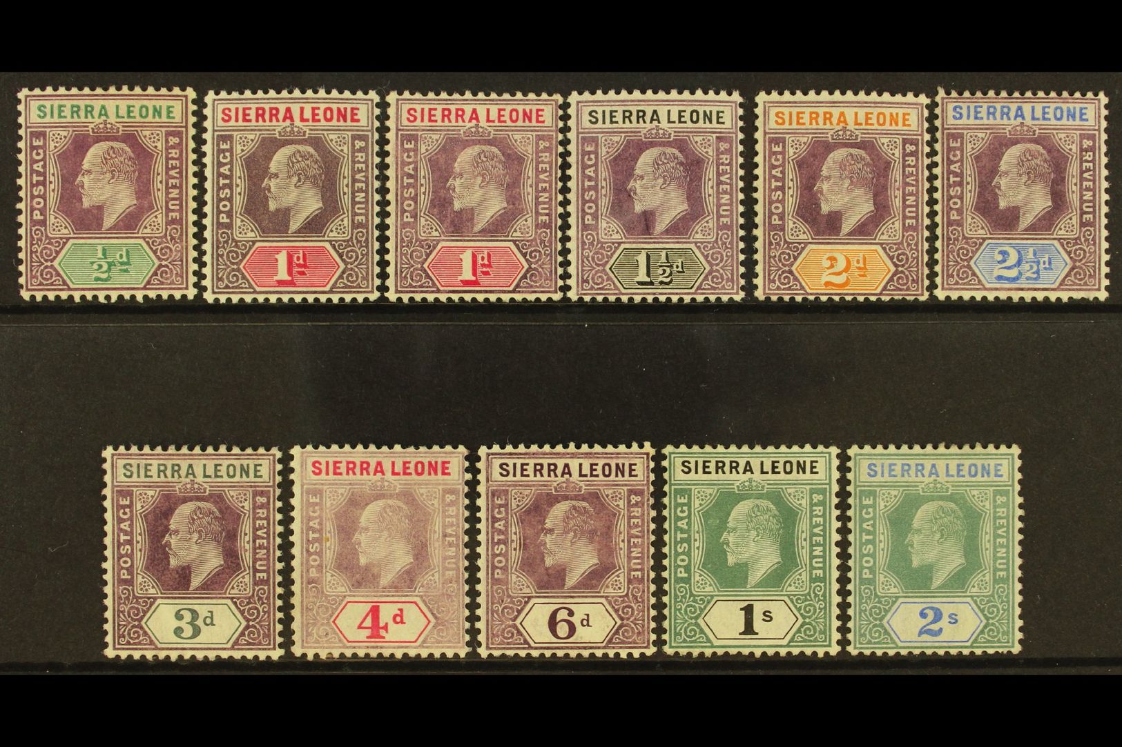 7599 1904-05 Set (less 5d) To 2s, SG 86/96, With Both 1d Papers, Very Fine Mint. (11) For More Images, Please Visit Http - Sierra Leone (...-1960)