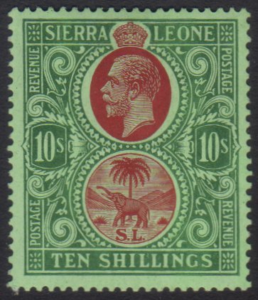 7602 1921 10s Red And Green On Green, Wmk Script CA, SG 146, Very Fine Mint. For More Images, Please Visit Http://www.sa - Sierra Leone (...-1960)