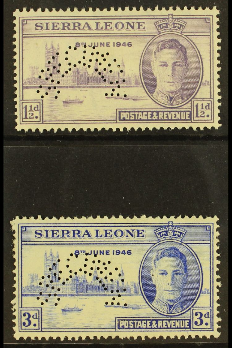7608 1946 Victory Pair, Perforated "Specimen", SG 201s/2s, Very Fine Mint Large Part Og. (2 Stamps) For More Images, Ple - Sierra Leone (...-1960)