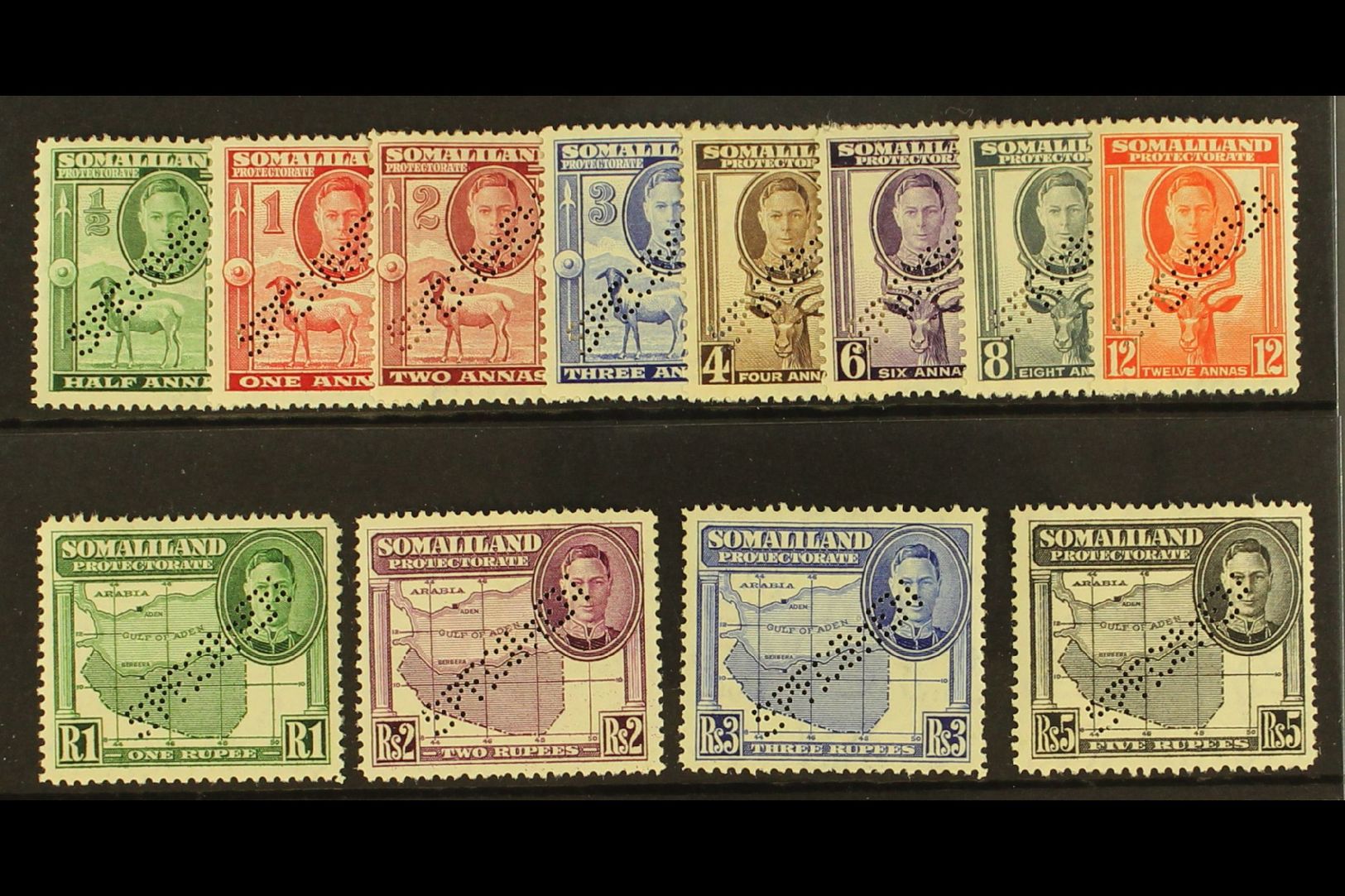 7626 1942 Geo VI Full-face Portrait Set Complete, Perforated "Specimen", SG 105s/16s, Very Fine Mint, Large Part Og. (12 - Somaliland (Protectorate ...-1959)