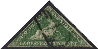 7634 CAPE OF GOOD HOPE 1859 1s Deep Dark Green Triangular, SG 8b, With Three Small To Good Margins, And Part Triangular - Unclassified