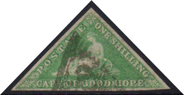 7637 CAPE OF GOOD HOPE 1863-64 1s Bright Emerald-green, SG 21, Used With Margins And Small Part Triangular Pmk. Lovely C - Unclassified