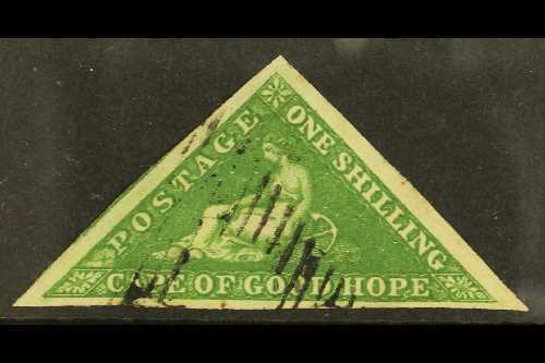 7648 CAPE OF GOOD HOPE 1855-63 1s Bright Yellow-green/white Paper, SG 8, Very Fine Used With 3 Large Margins, Light Canc - Unclassified