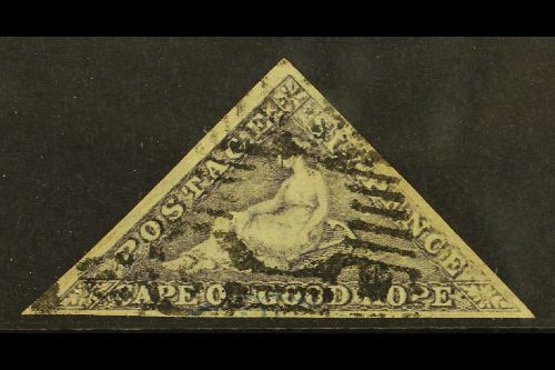 7653 CAPE OF GOOD HOPE 1855 6d Slate Lilac On Blued Paper, SG 7c, Fine Used With Large Margins All Round, Good Bluing, B - Unclassified