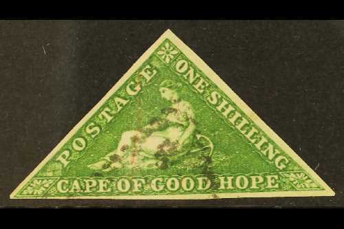 7675 CAPE OF GOOD HOPE 1855-63 1s Bright Yellow Green/white Paper, SG 8, Very Fine Used With 3 Margins For More Images, - Unclassified