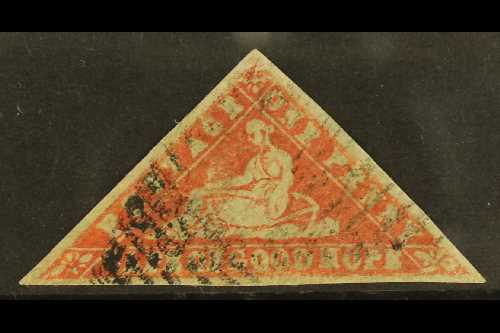 7677 CAPE OF GOOD HOPE 1861 1d Vermillion On Laid Paper, SG 13, Used With 3 Skillfully Repaired Margins. Cat £2750 For M - Unclassified