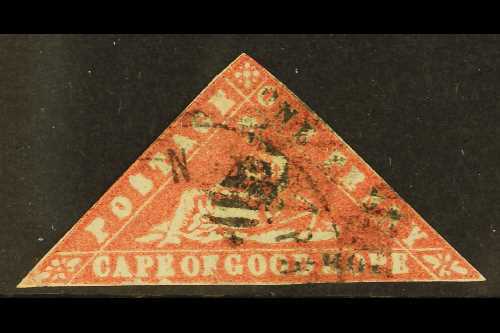 7678 CAPE OF GOOD HOPE 1861 1d Carmine On Laid Paper, SG 13a, Used With Small Touching Margins. Cat £3500 For More Image - Unclassified