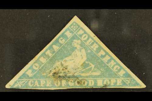 7679 CAPE OF GOOD HOPE 1861 4d Pale Grey Blue On Laid Paper, SG 14a, Lightly Used With 3 Margins & Tiny Thin. Cat £2000 - Unclassified