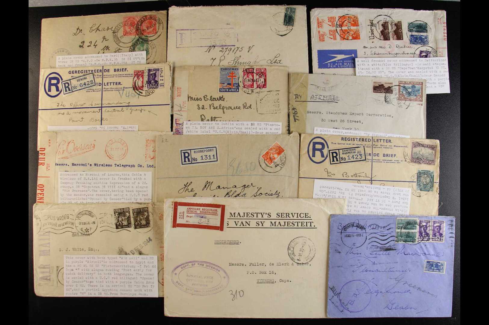 7753 1917-1949 COVERS HOARD. An Interesting Accumulation Of Commercial Covers With The Strength In 1940's Censored Mail, - Unclassified