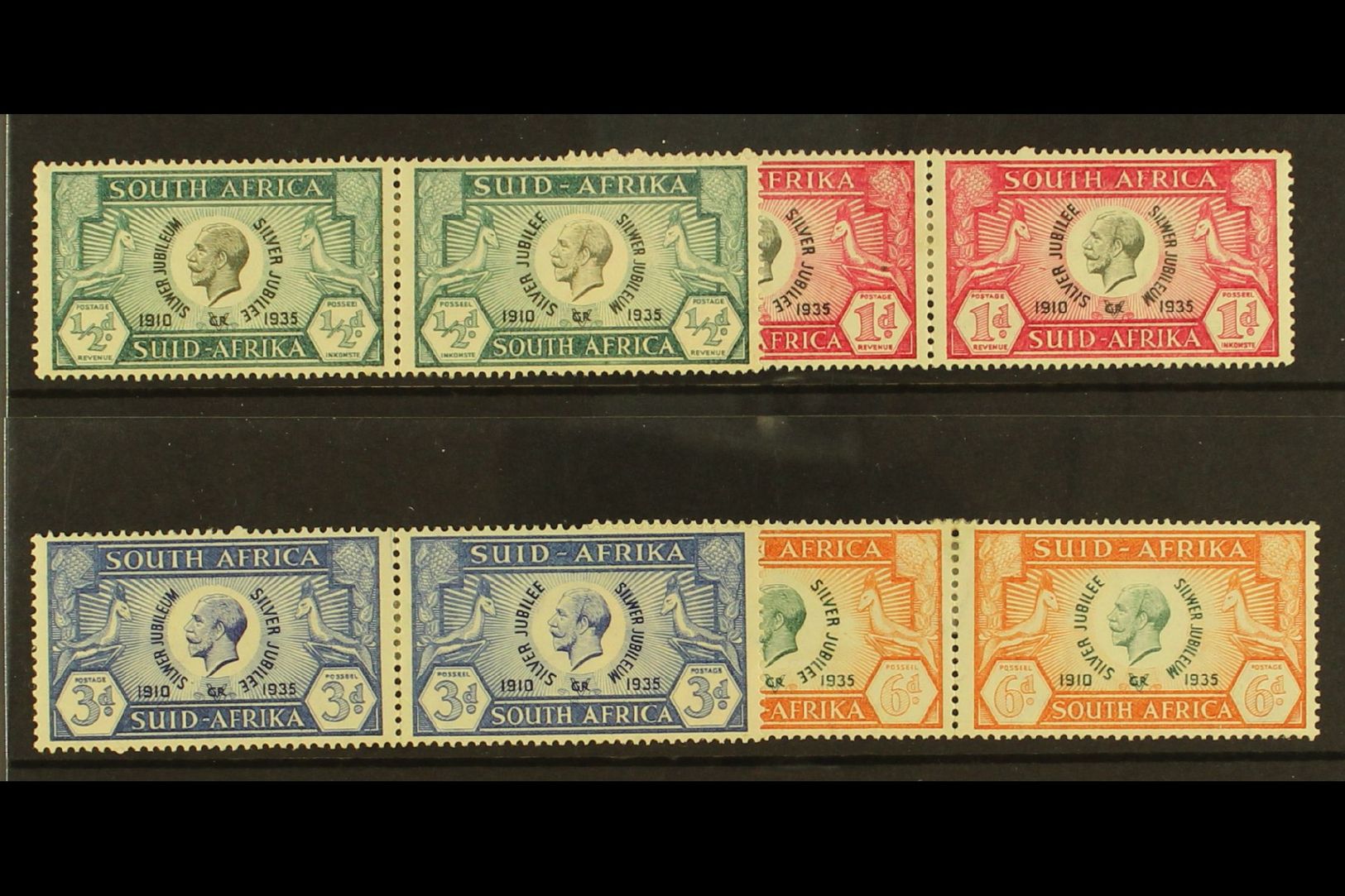 7768 1935 Silver Jubilee Set In Horizontal Pairs, Each With CLEFT SKULL VARIETY, SG 65a/8a, Fine Mint (4 Pairs). For Mor - Unclassified