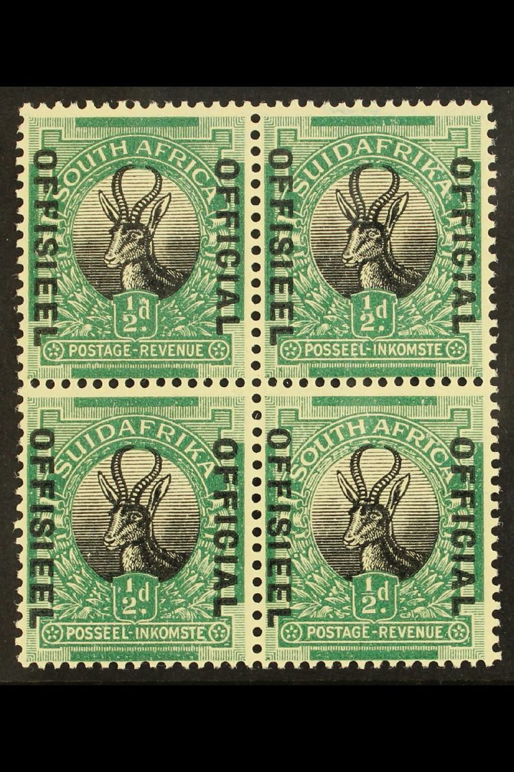 7801 OFFICIAL VARIETY 1929-31 ½d Block Of 4, Upper Pair With Broken "I" In "OFFICIAL" And Lower Pair With Missing Fracti - Unclassified
